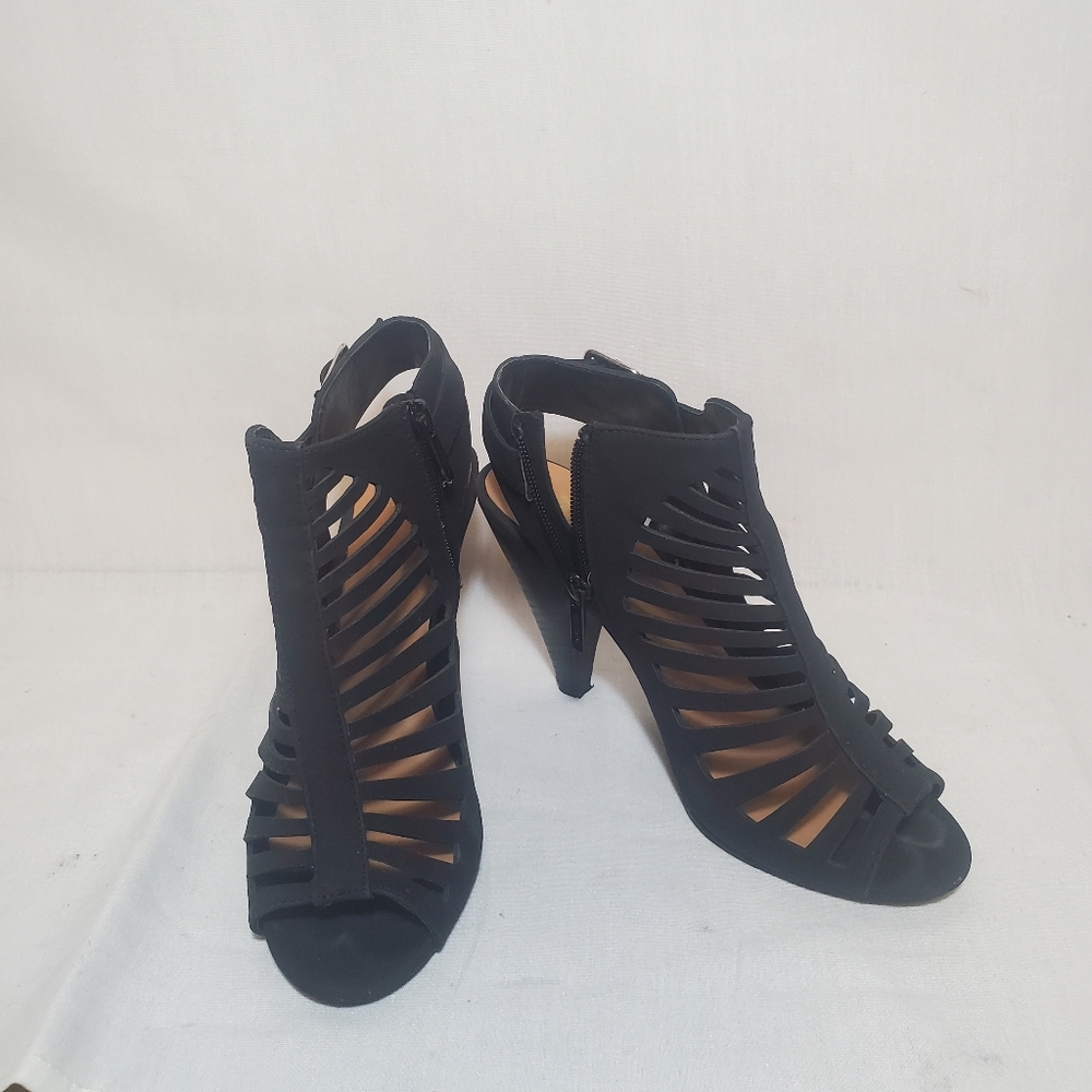 Sheikh open toes cutout heels black